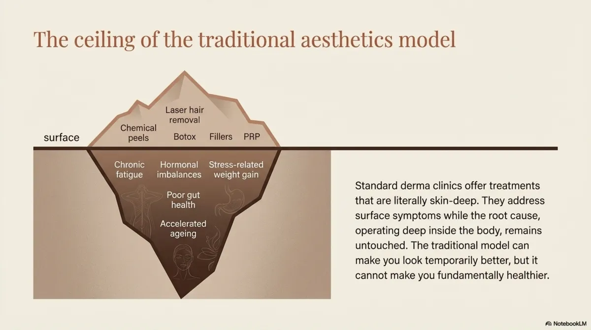 The ceiling of the traditional aesthetics model — surface treatments versus root causes