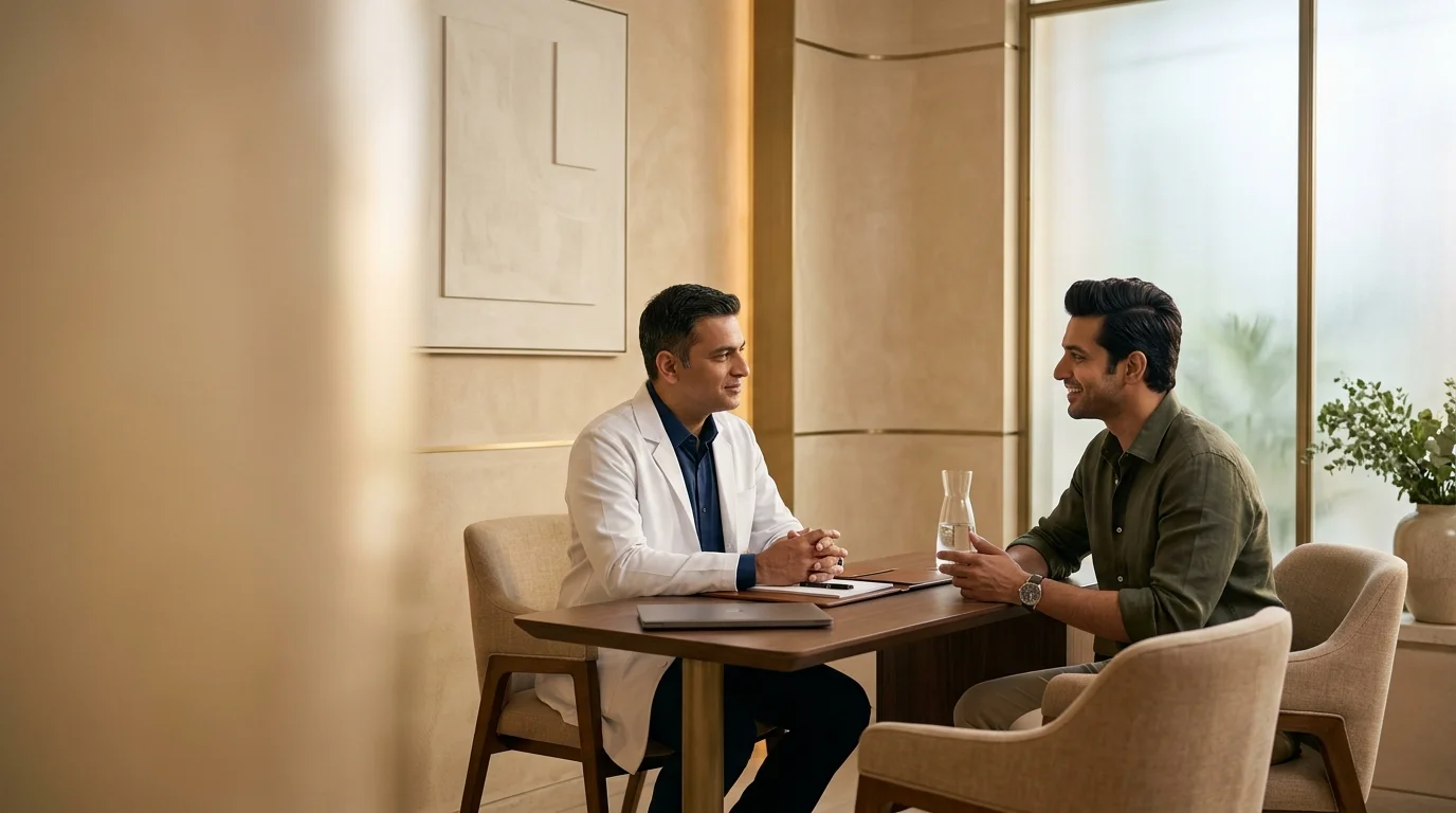 Gynecomastia surgery consultation with Dr. Rahul Jain at House of Aetheria, Sector 65 Gurgaon